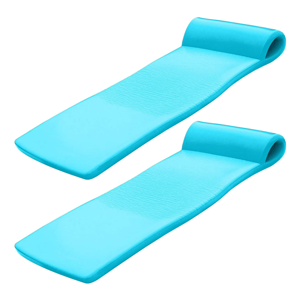 TRC Recreation Sunsation 1.75" Thick Foam Pool Float Lounger w/ Headrest, 2 Pack, Teal