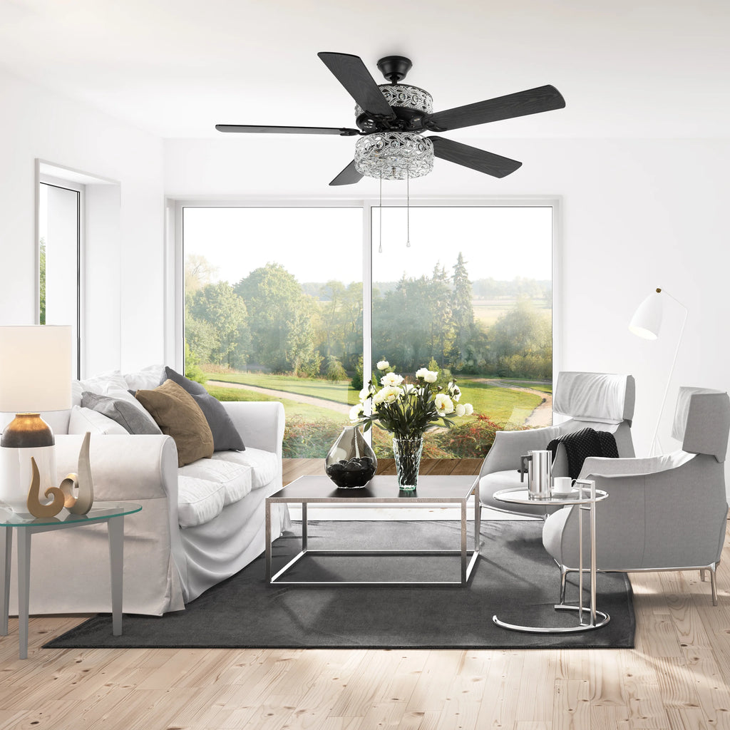 River of Goods 52" 5 Blade Luxe Enlaced Crystal LED Ceiling Fan with Light