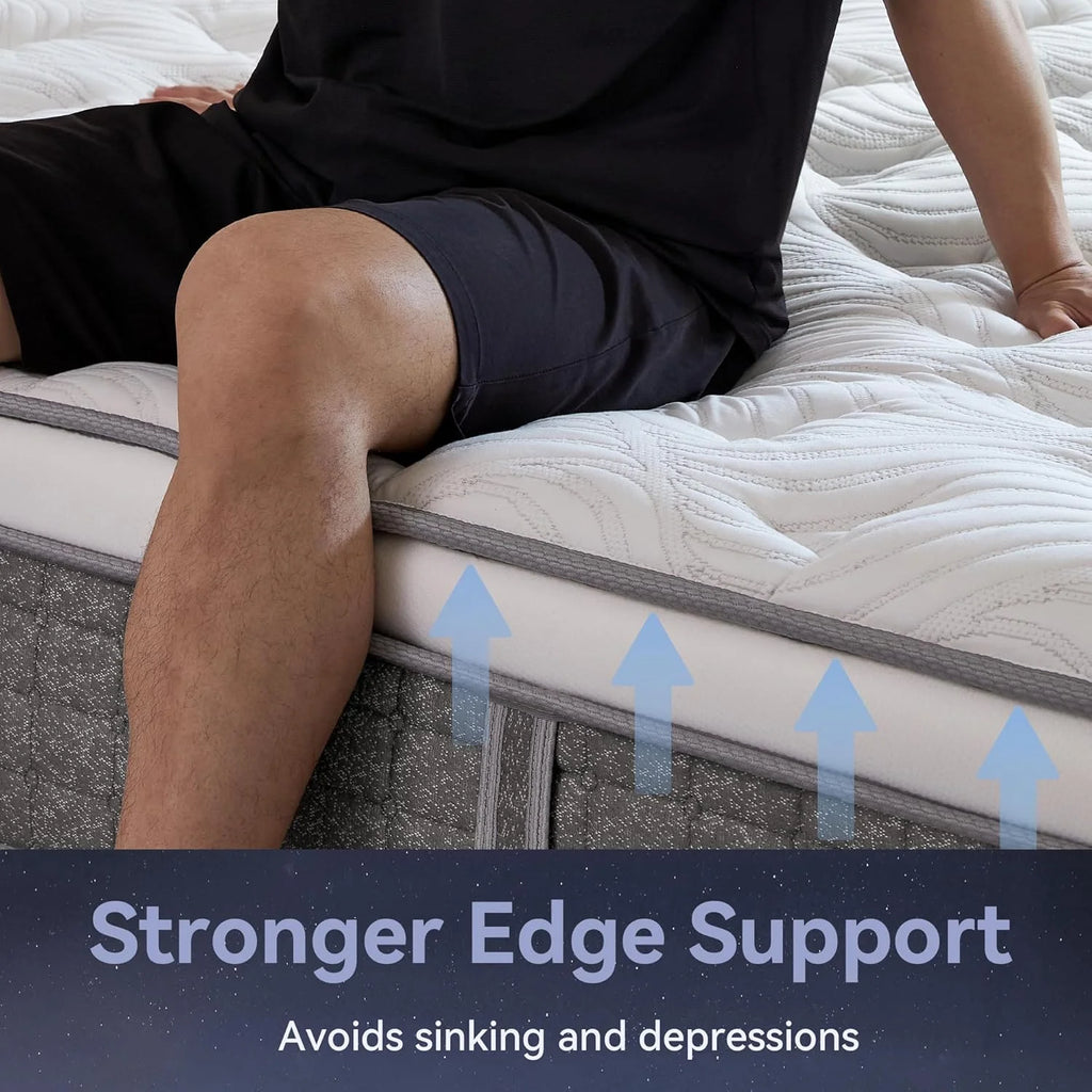 Sailvan Full Size Mattress, 12 Inch Hybrid Gel Memory Foam Mattress Full Size with Individually Pocket Coils, Medium Firm Support for Pressure Relief/Strong Edge Support/CertiPUR-US, Gray