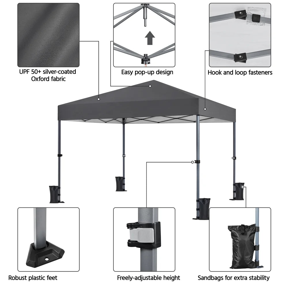 Topeakmart 12x12ft Commercial Pop-up Canopy Tent with Adjustable Height for Outdoor, White