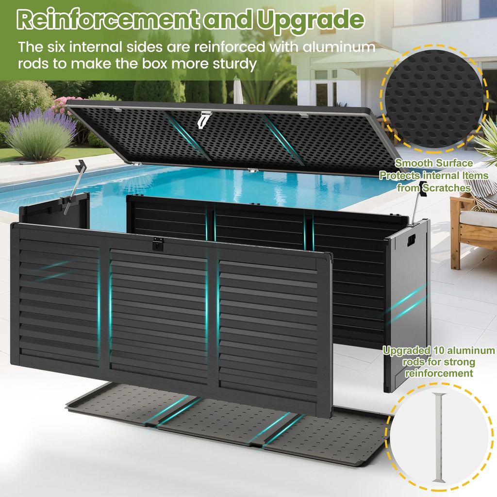 Outdoor Storage Box, 130GAL Waterproof Deck Box, Lockable Pool Patio Storage Indoor Toy Box, Outdoor Storage Bench for Porch, Max Load Weight 500LBS