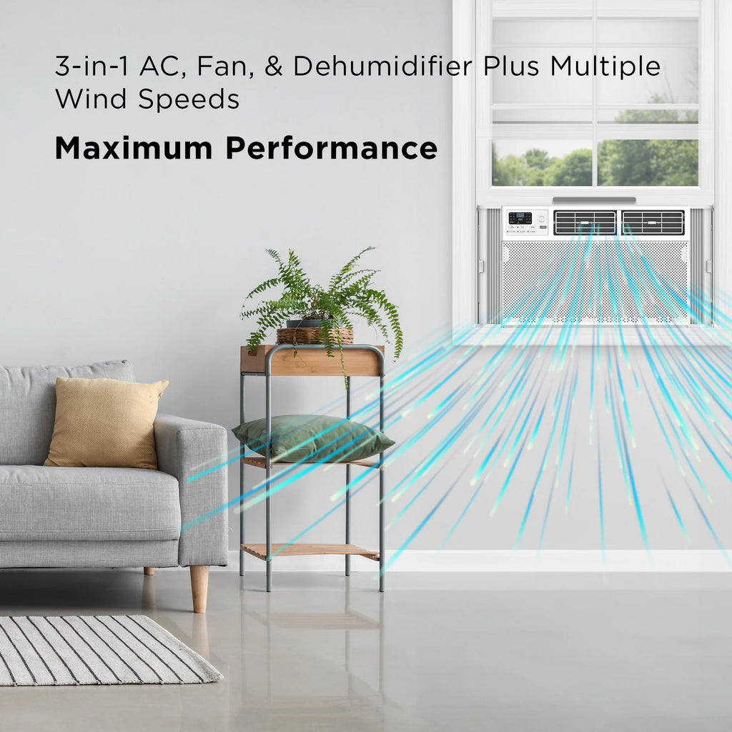 TCL 10,000 BTU Smart Window Air Conditioner, Fan & Dehumidifier, 450 Sq. Ft., Remote Control, Works with Alexa/Google Assistant, Black, W10W92-B4