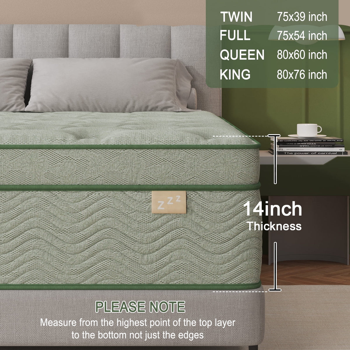 Viscountess 14inch Queen Mattress with Gel Memory Foam Medium Firm Euro Top Hybrid Mattress Queen Size in a Box,Adult