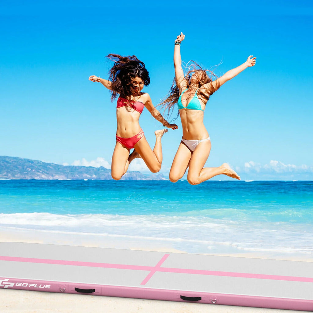 Goplus 10FT Air Track Inflatable Gymnastics Tumbling Mat w/ Pump Pink