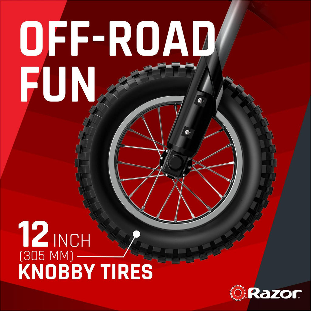 Razor Dirt Rocket MX350 - Black with Decals. up to 14 mph. 24V Electric Dirt Bike for Child 8+