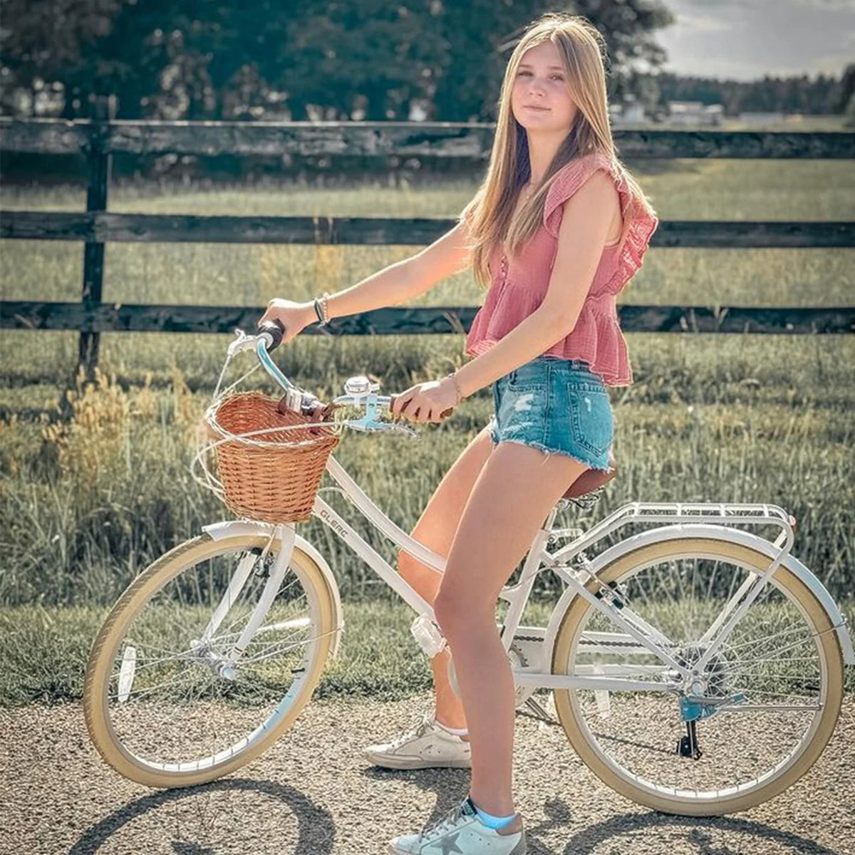 Glerc Missy 24" Girls Cruiser Bike 6-Speed Women's Hybird Bicycle for Ages 7-11 Years, Mint Green