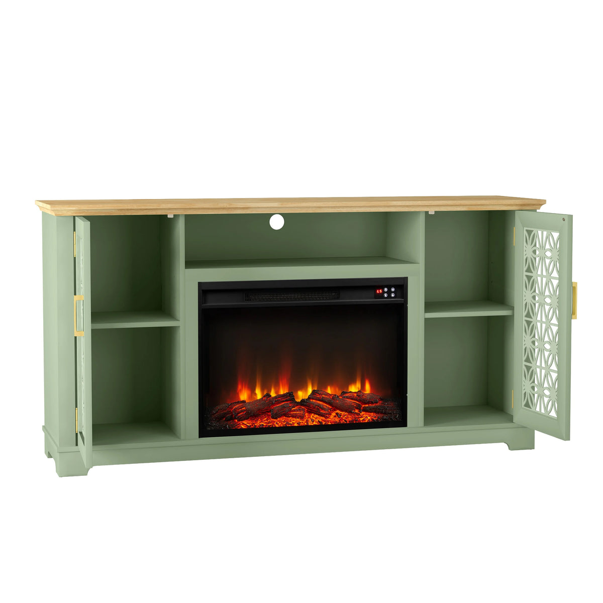 FESTIVO Farmhouse TV Stand with Electric Fireplace for up to 65" TVs -Grey