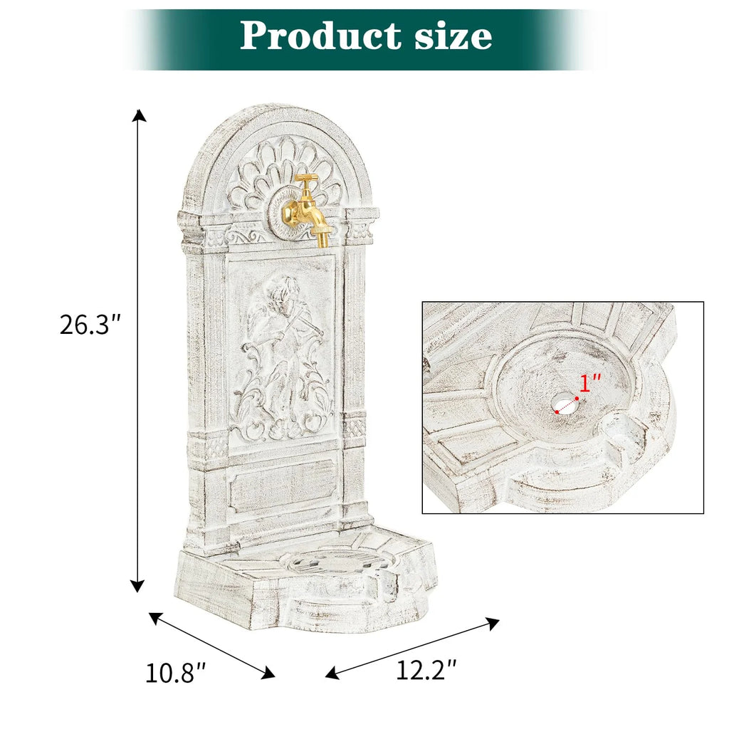 Sungmor Cast Iron Outdoor Water Column with Faucet, Freestanding Floor Farm Yard Decor, Green, 1 Count