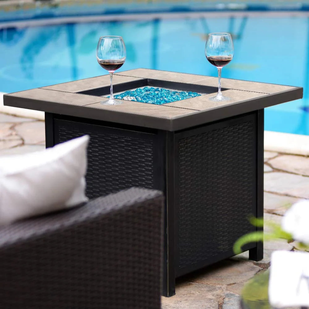 Propane Fire Pit Table Gas Fire Pit Table BALI OUTDOORS 32���� Square Fire Pit Brown