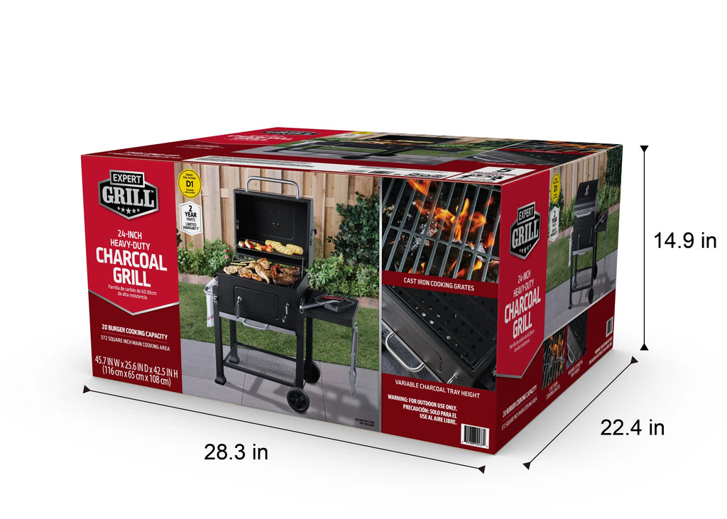 Expert Grill Heavy Duty 24-inch Charcoal Grill, Black