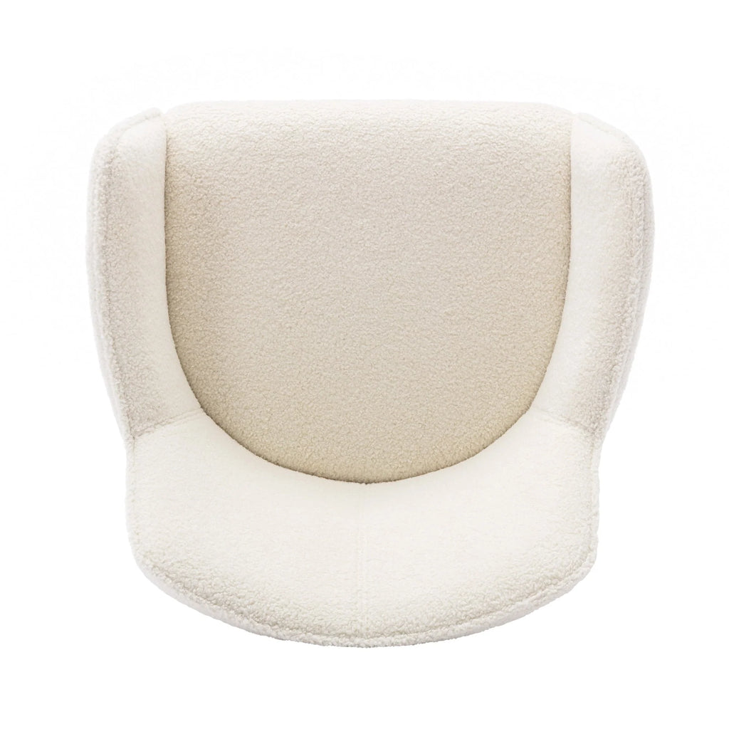 Zesthouse Teddy Sherpa Dining Chairs Set of 2, Modern Boucle Fabric Small Accent Armchairs, Leisure Chairs for Living Dining Room, Cream