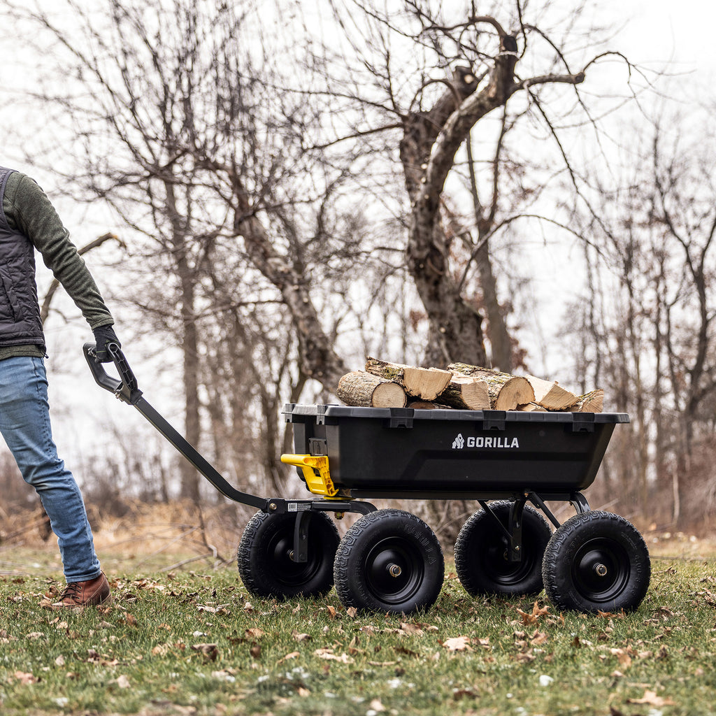 Gorilla 9 cu ft. Heavy Duty Poly Yard Dump Cart with No Flat Tires