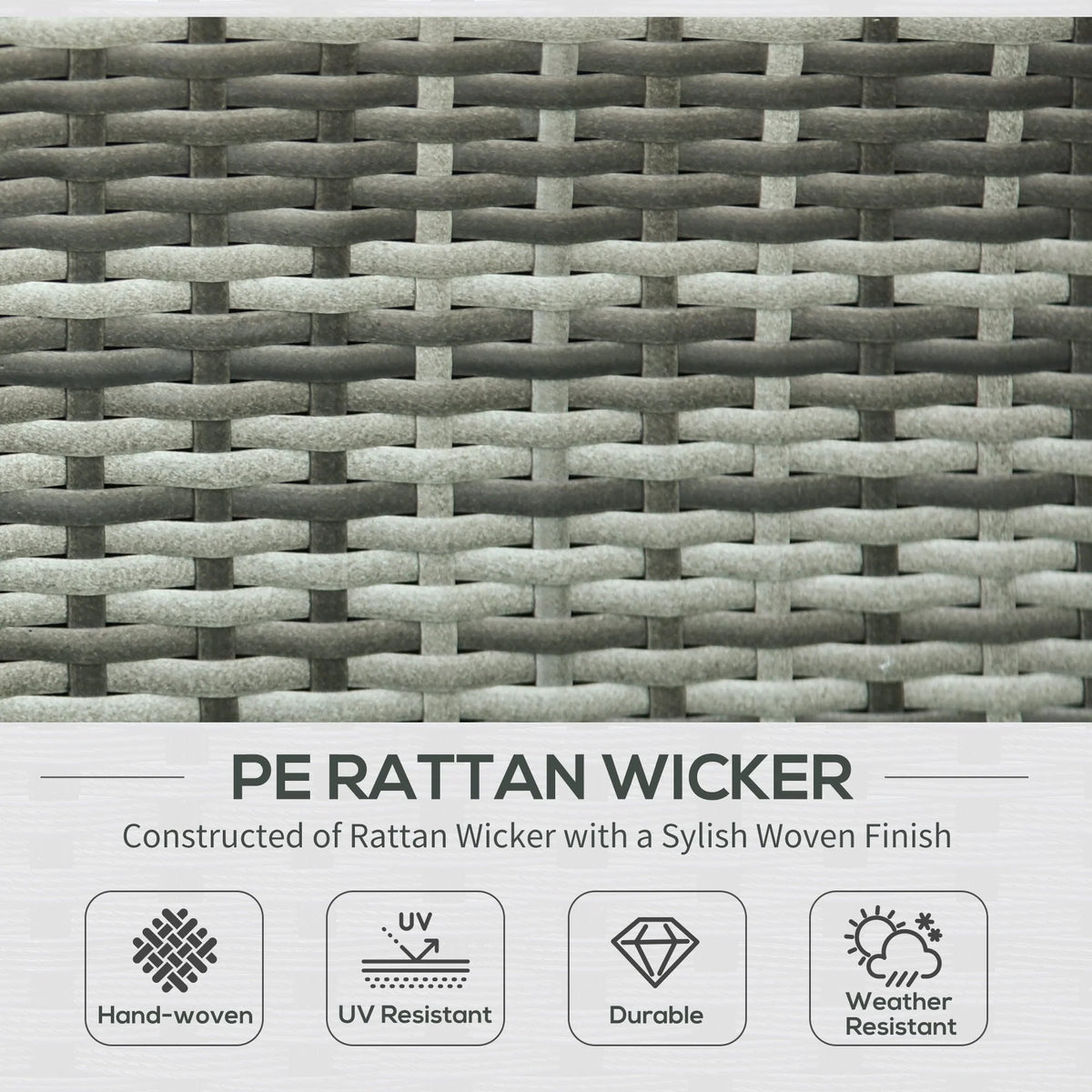 Outsunny 7pc Sectional Wicker Patio Furniture, Charcoal