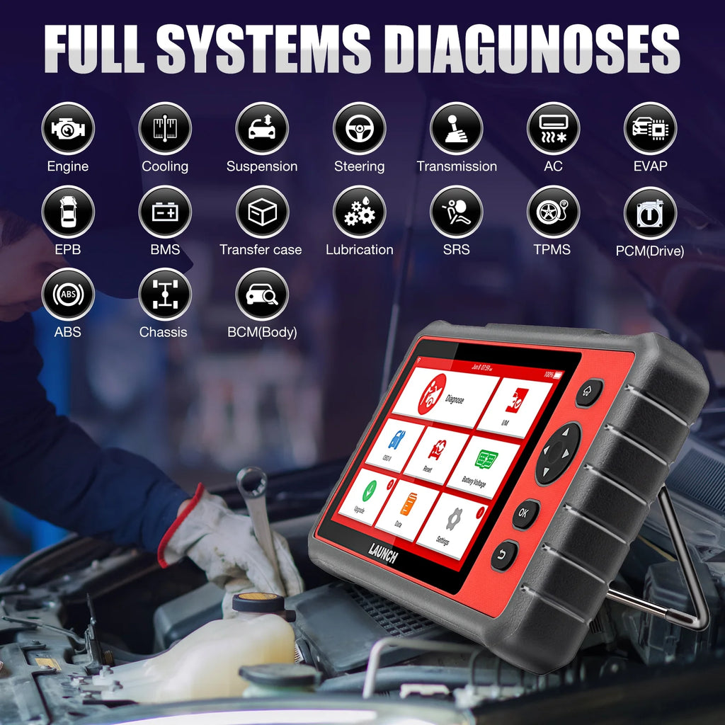 LAUNCH CRP909E OBD2 Scanner Car Diagnostic Scan Tool, OE-Level All System Diagnostic Scanner with 28 Free Maintenance Functions, IMMO, 2 Years Free Update