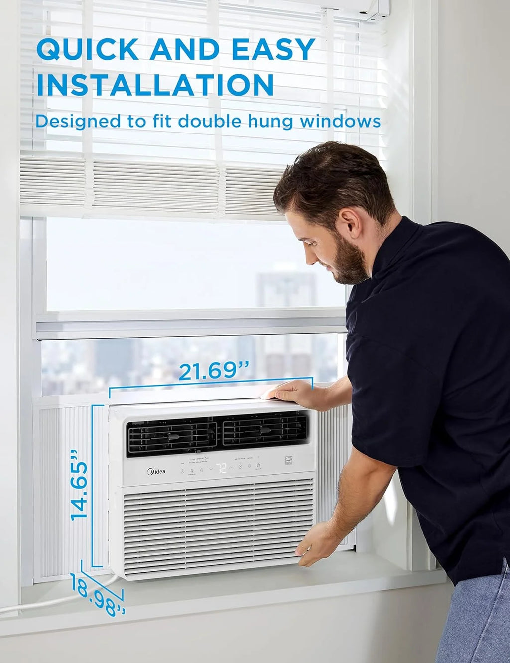 Midea MAW14S1VWT-T 14,000 BTU Smart Inverter Window AC Unit w/ APP, Remote, Cools up to 700 Sq Ft, White
