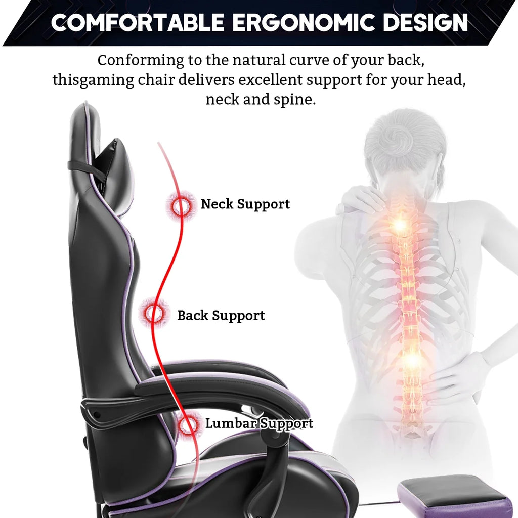 Gaming Chair with Massage Gamer Chair with 2D Armrests for Kids
