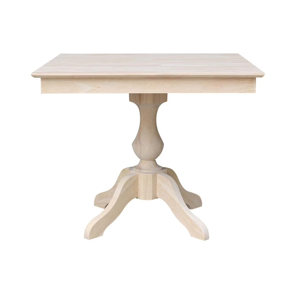 36" x 36"  Natural Solid Wood Square Top Pedestal Table - 29.9" Height