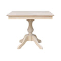 36" x 36"  Natural Solid Wood Square Top Pedestal Table - 29.9" Height