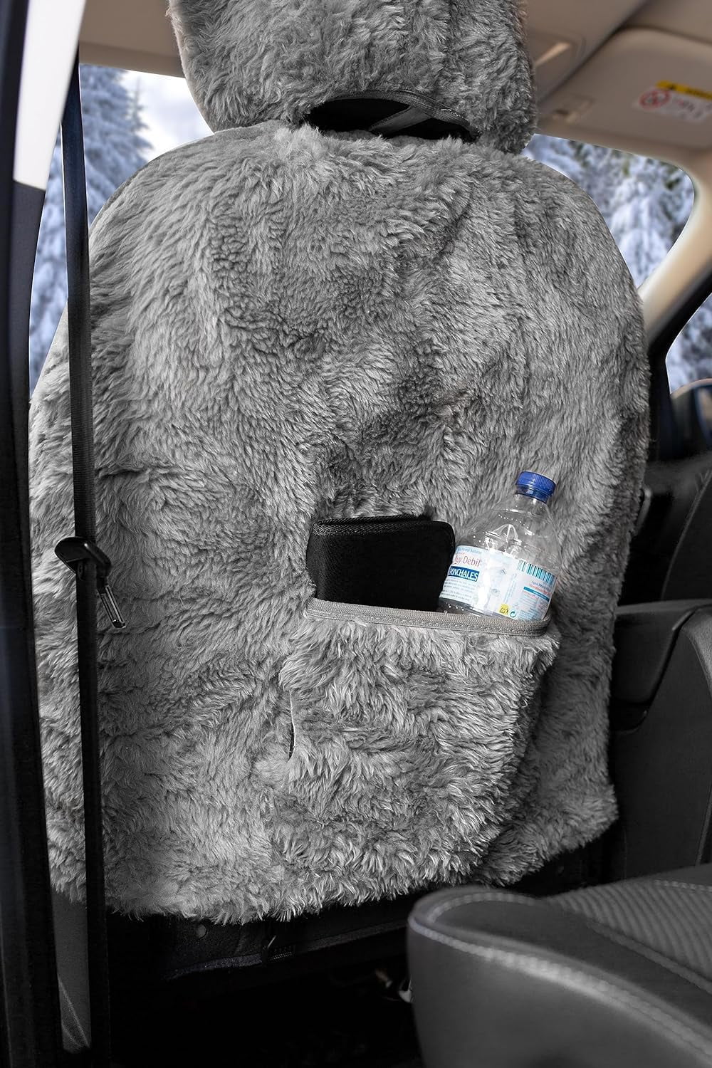 Zone Tech Genuine Sheepskin Ivory Car Seat Cover, Fluffy Luxury Wool Front Seat Covers, Universal Fits Car, Truck, SUV, & Van