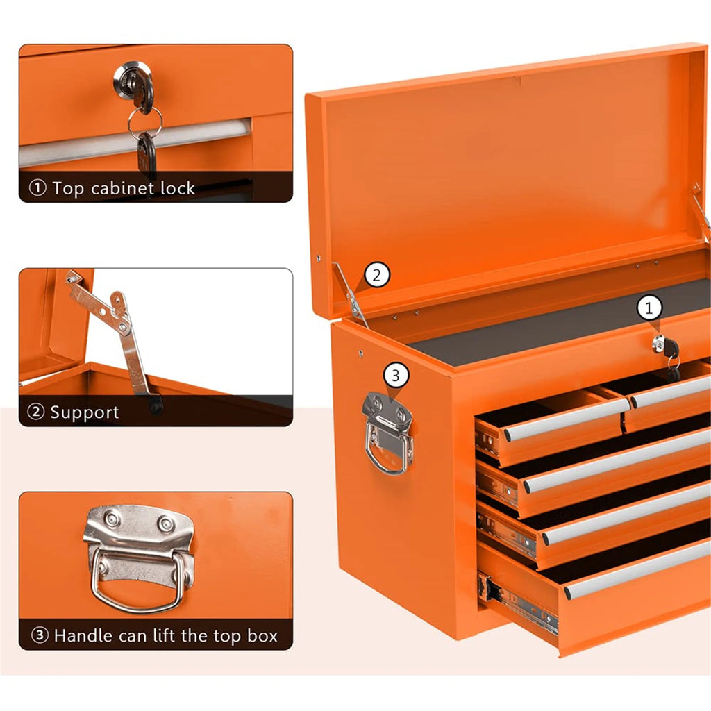 Aukfa Tool Chest, 2 in 1 Steel Rolling Tool Box & Cabinet On Wheels for Garage, 8-Drawer, Orange