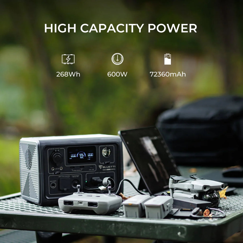 BLUETTI EB3A Solar Generator, 600W/268Wh Portable Power Station, UPS LiFePO4 Solar Generator for House, Camping