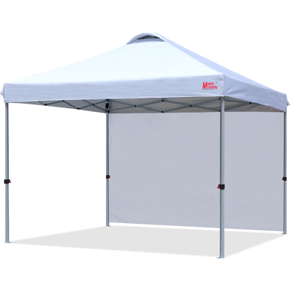 MASTERCANOPY 10' x 10' Easy Pop-up Canopy Tent Outdoor Shade Shelter with 1 Sidewall, White
