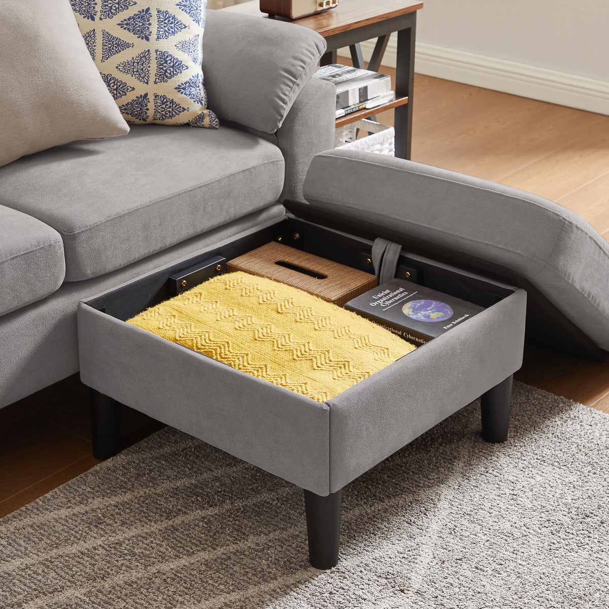 Pingliang Home Sectional Sofa Couch with Storage Ottoman,Modern 3 Seat L Shaped Sofa Couch for Living Room Apartment Studio Office