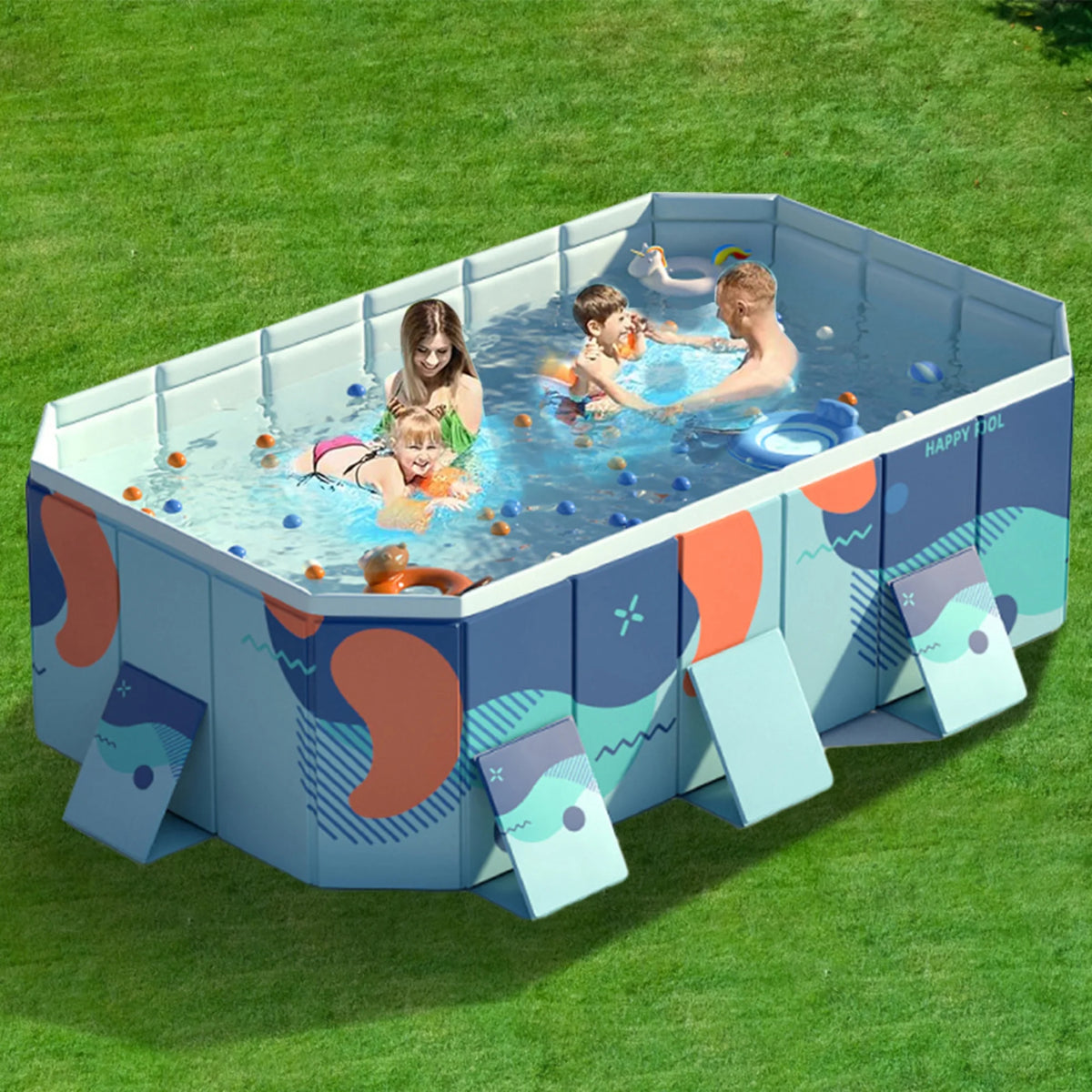 RICHYOUNG 101"Foldable Swimming Pool for 1-6 People,Non-Inflatable Above Ground Garden Pool for Kids, Family(Blue)