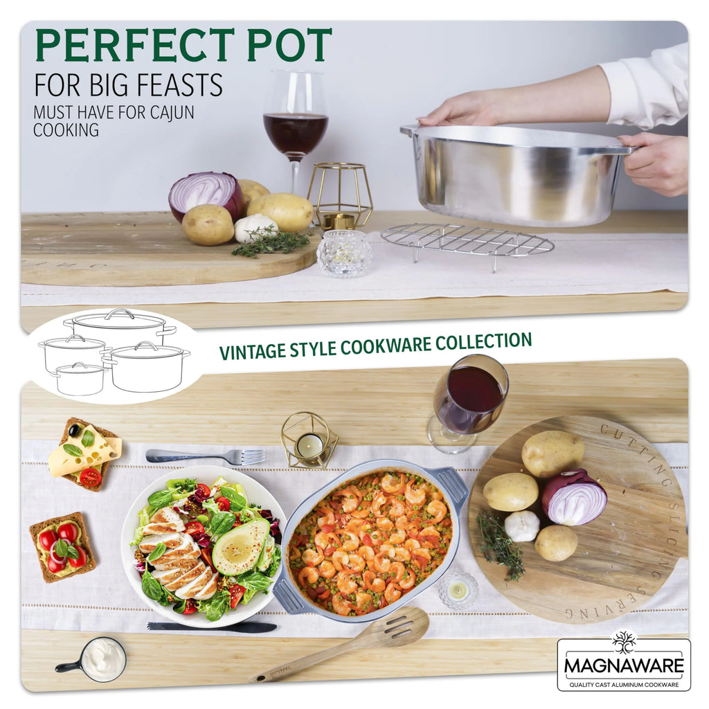 MAGNAWARE 5qt Lightweight Cast Aluminum Oval Dutch Oven, Silver