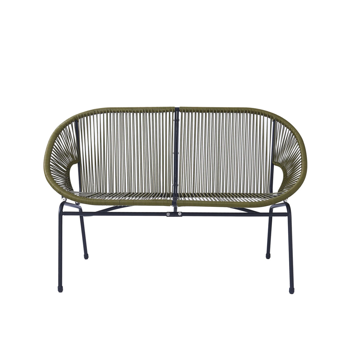 Aspen Modern Outdoor Patio Basket Loveseat, Hammock Weave Design, Metal Frame, Green