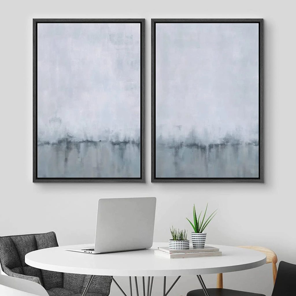 IDEA4WALL Framed Canvas Print Wall Art Set of 2 Watercolor Pastel Duotone Tan Landscape Abstract Modern Art Multicolor Contemporary Artwork for Bedroom, Office - 16"x24"x2 Panels Natural