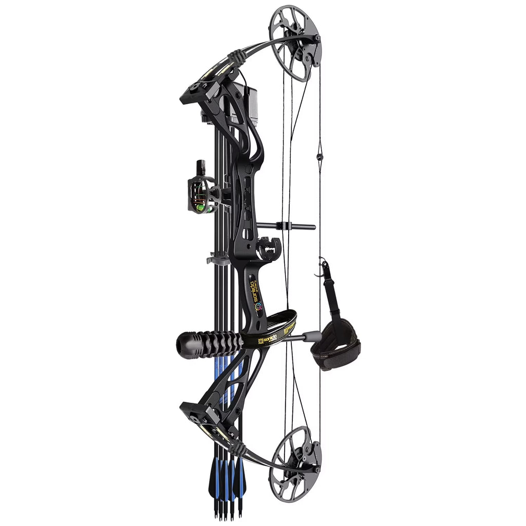 Sanlida DragonX8 RTH Compound Bow Package, Black, Adjustable 18��-31�� Draw Length, 0-70lbs Draw Weight, 310 FPS