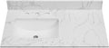 36x22 Engineered Stone Vanity Sink Top, White Bathroom Countertop with Undermount Left Sink, Vanity Top with 8 inch 3 Faucet Hole Spacing and Backsplash