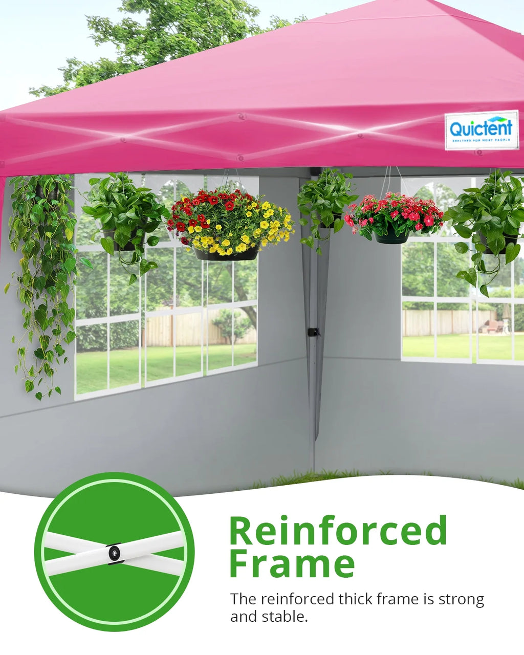 Quictent 10'x10' Pop up Canopy Tent with Sidewalls Instant Outdoor Gazebo Easy Party Tent Enclosed Waterproof, Easy Set up (Pink)