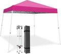 10x10 Slant Leg Pop-up Canopy Tent Easy One Person Setup Instant Outdoor Beach Canopy Folding Portable Sports Shelter 10x10 Base 8x8 Top (Pink)-xlk