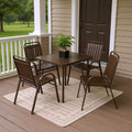 Homy Casa 5-Piece Outdoor Patio Dining, One Table with 4 Chairs for Garden Patio & Backyard, Brown