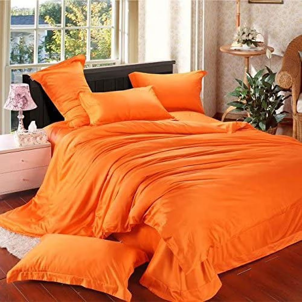 Vuvet Bedding 100% Pure Silk Satin Sheet Set 7pcs, Silk Fitted Sheet 15'' Deep Pocket,Silk Flat Sheet,Silk Duvet Cover & Pillowcases Set !!! Twin, Aqua Blue