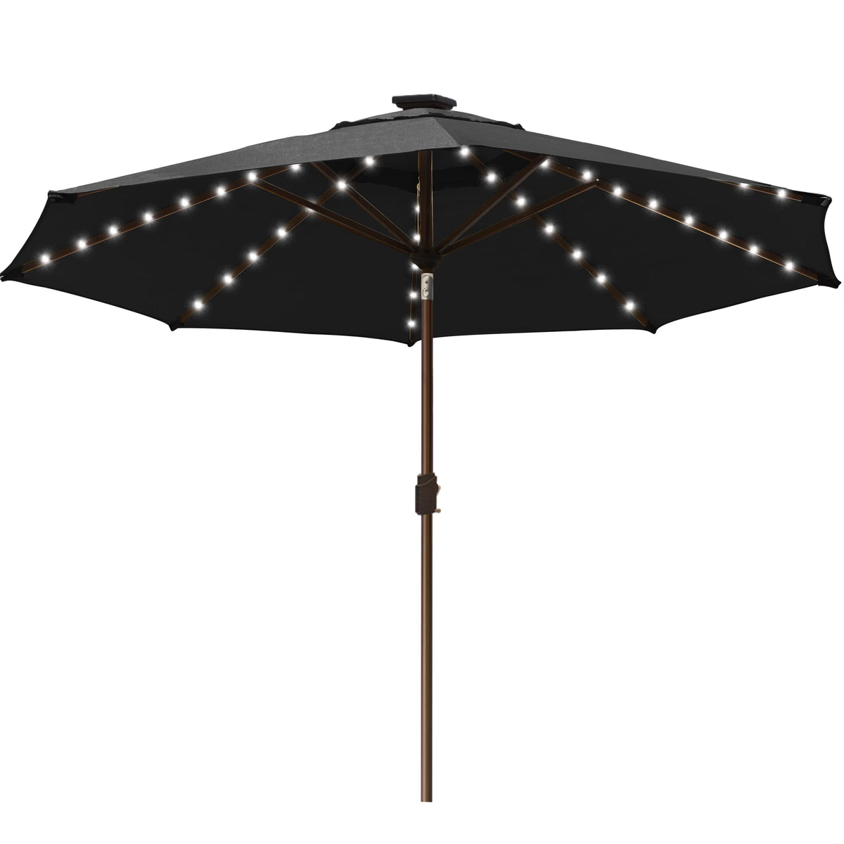 EliteShade Sunbrella Solar Umbrellas 9ft Market Umbrella with 80 LED Lights Patio Umbrellas Outdoor Table Umbrella with Ventilation and 5 Years Non-Fading Top,Ruby