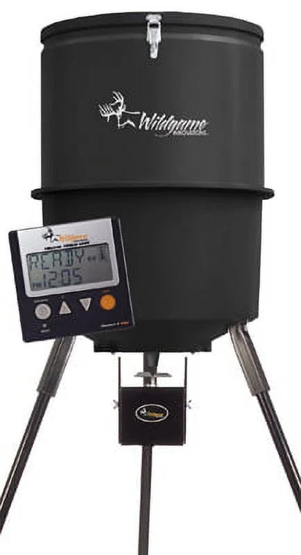 WILDGAME INNOVATIONS Quick-Set 225 lb Game Feeder with Digital Timer | Durable Tripod Corn/Pellet Hunting Feeder with 1-4 Available Feed Times & 30-feet Radius