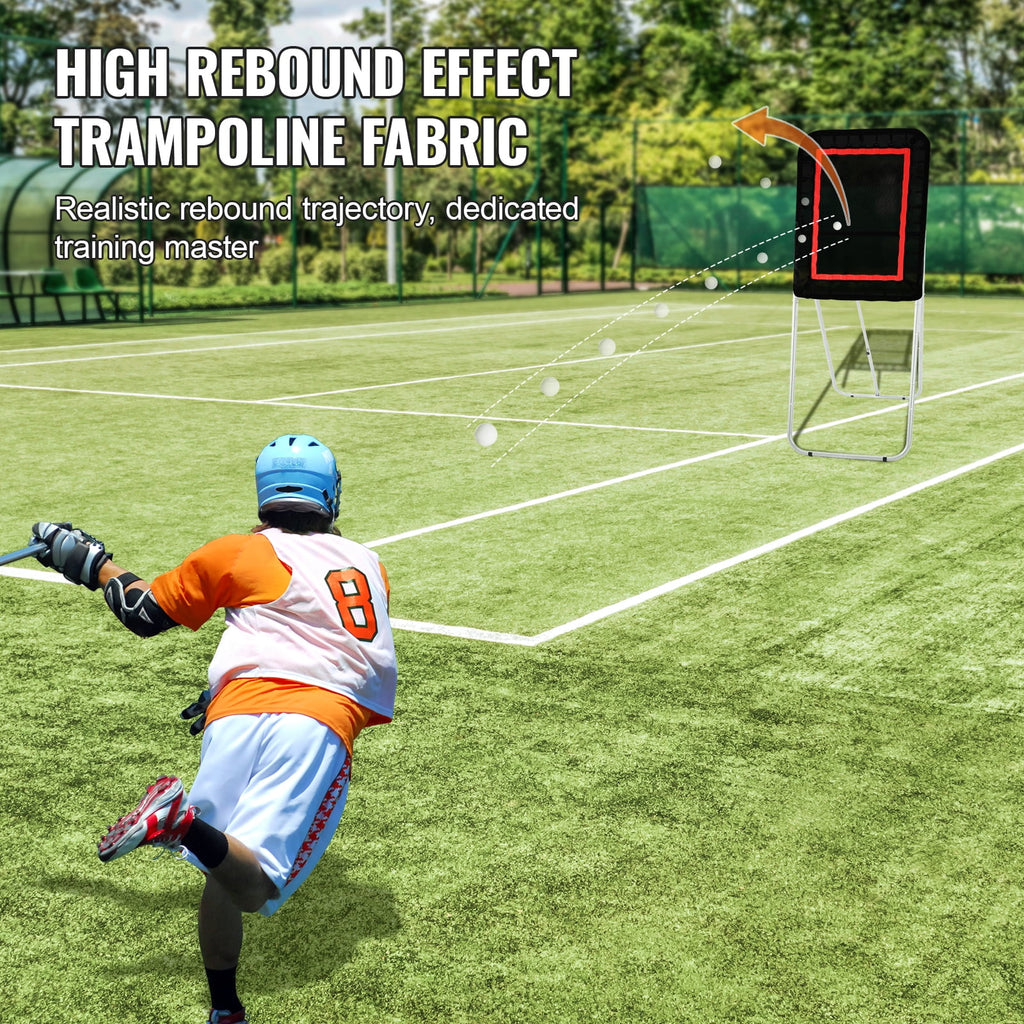 VEVOR Folding Lacrosse Rebounder for Backyard, 3x4 Ft Volleyball Bounce Back Net, Pitchback Throwback Baseball Softball Return Training Screen, Adjustable Angle Shooting Practice Training Wall, Black