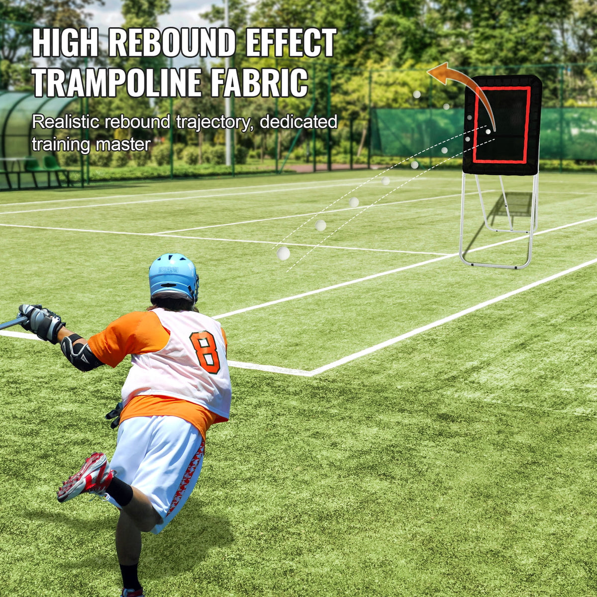 VEVOR Folding Lacrosse Rebounder for Backyard, 3x4 Ft Volleyball Bounce Back Net, Pitchback Throwback Baseball Softball Return Training Screen, Adjustable Angle Shooting Practice Training Wall, Black