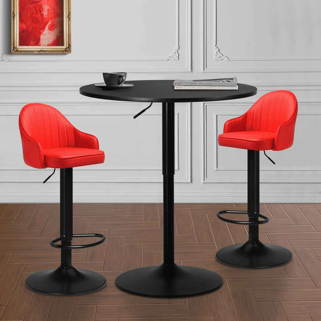 MoNiBloom 3 Piece Bar Table and Chair Set, 31.5" Adjustable-Heigh Pub Table and PU Leather Bar Stools for Home Kitchen