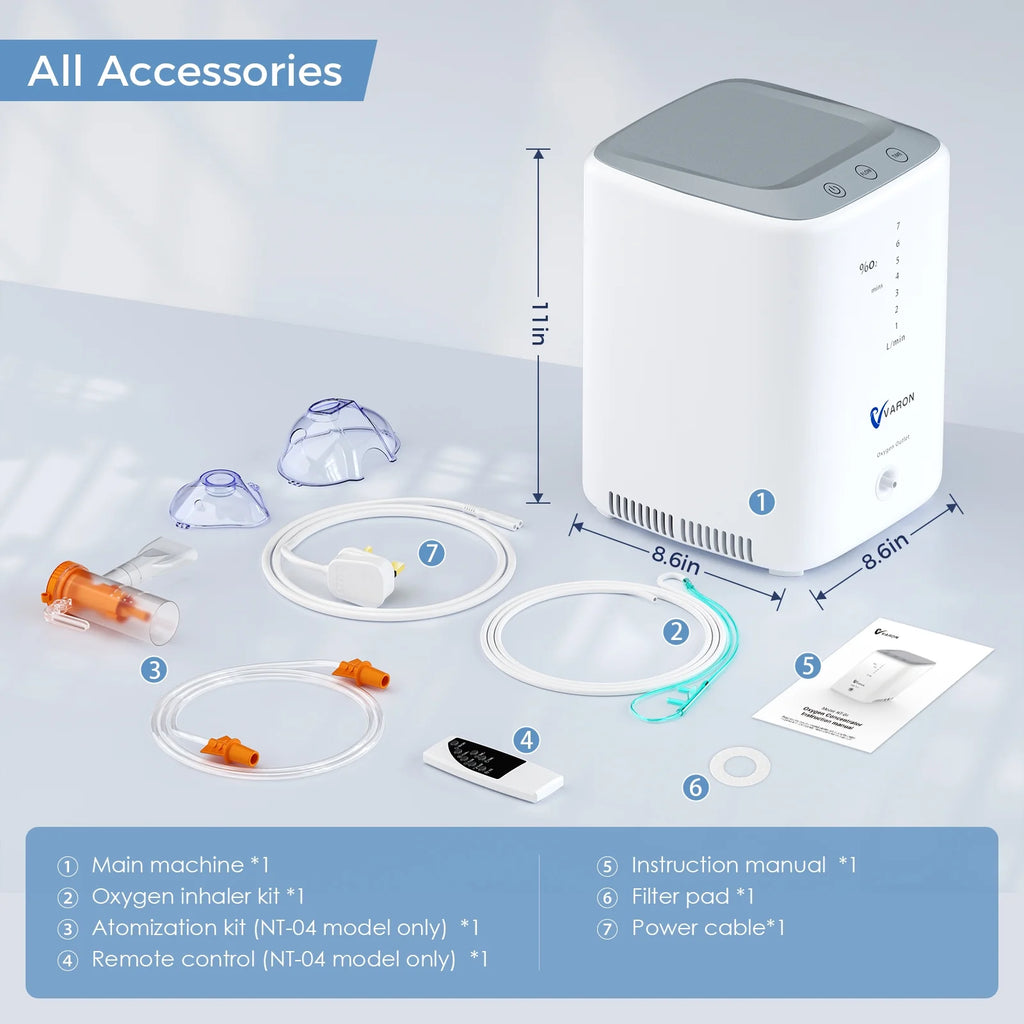 YANGKING Upgraded Oxygen Generator-Portable Machine Tube 7L, 93% Pure Oxygen , 1-7L/min Adjustable, Whisper Quiet, 72H Continuous Work, Remote Control, Sleep Mode