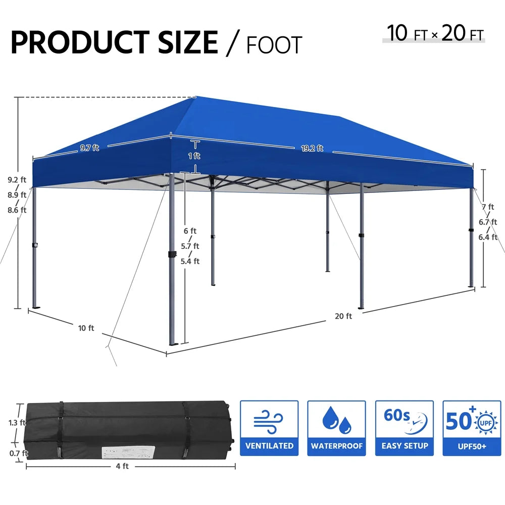 Topeakmart 12x12ft Commercial Pop-up Canopy Tent with Adjustable Height for Outdoor, White