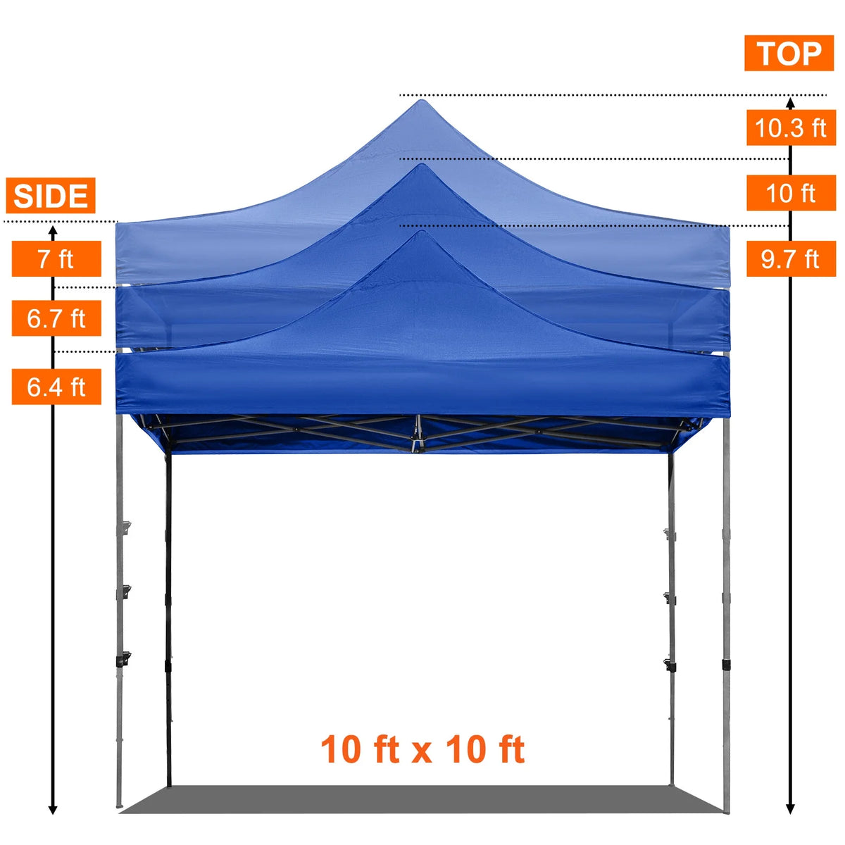 BENTISM 10' x 10' Instant Pop Up Gazebo Tent, Adjustable Height with UV Resistant