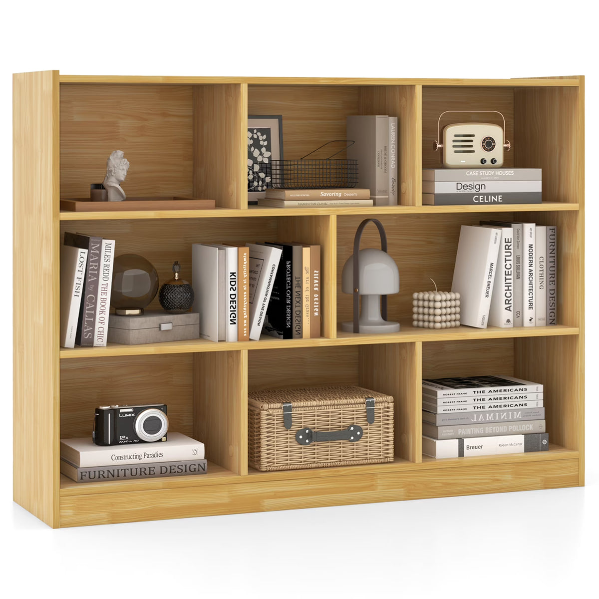 Costway 3-tier Open Bookcase 8-Cube Floor Standing Storage Shelves Display Cabinet White