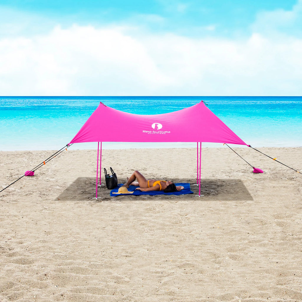 Red Suricata Pink Family Beach Sun Shade Canopy Tent Sunshade with sand anchors