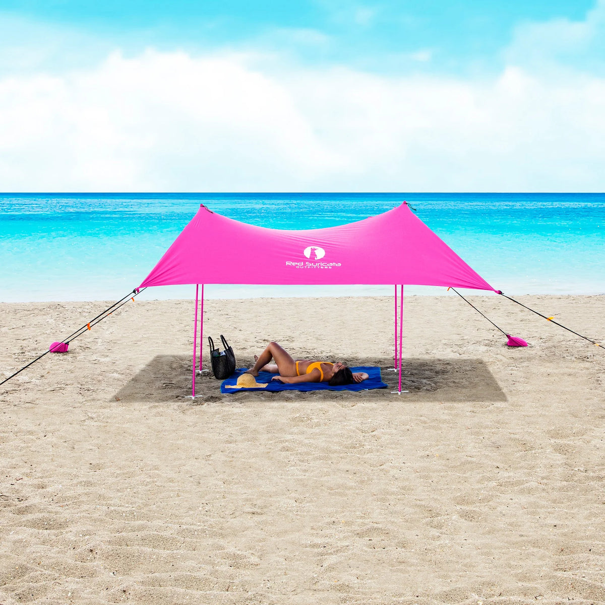 Red Suricata Pink Family Beach Sun Shade Canopy Tent Sunshade with sand anchors