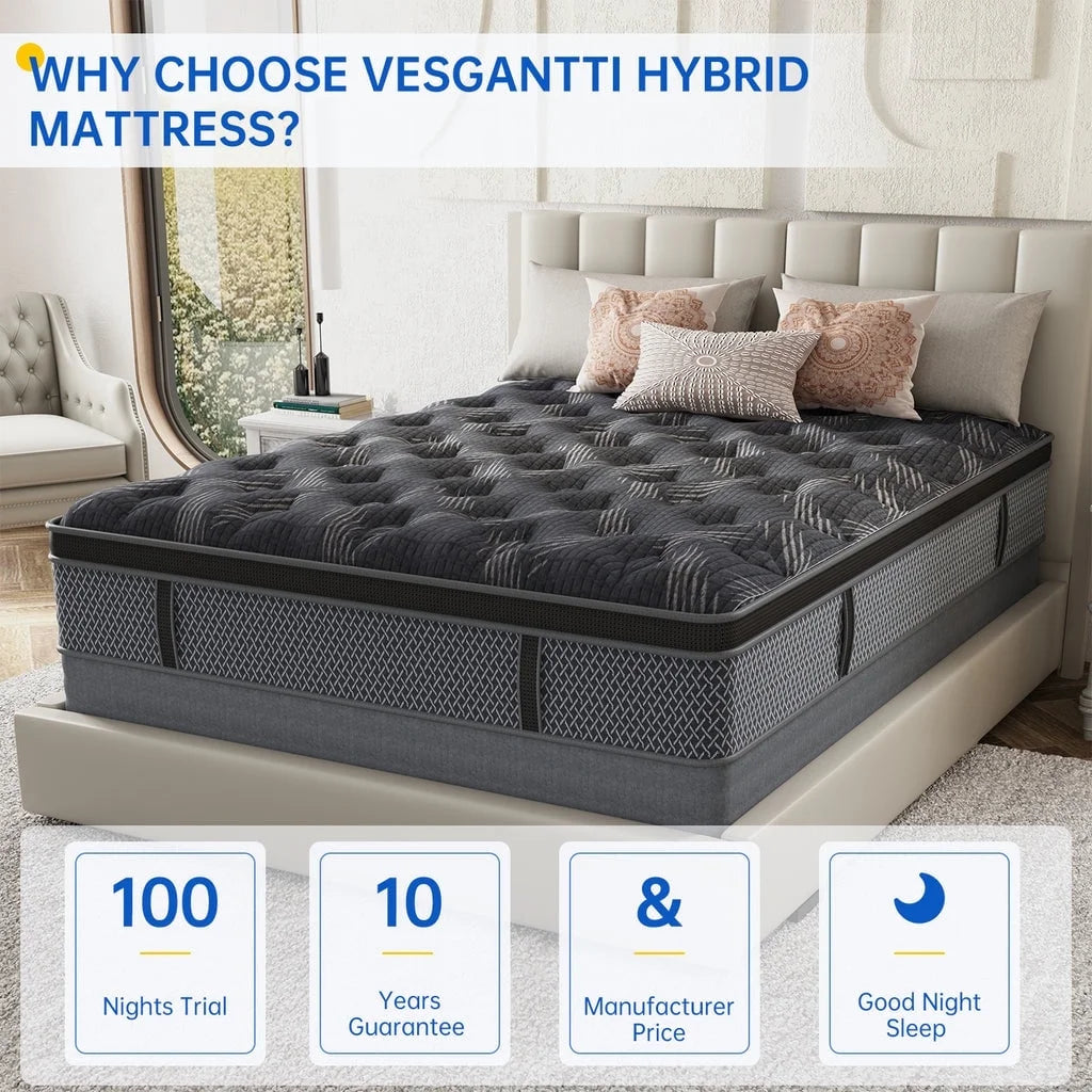 BEHOST Twin Mattress 10 inch, CertiPUR-US Certified Eco-Friendly Twin Memory Foam Mattress, Motion-Free Pocket Springs Hybrid Mattress Twin Size