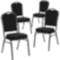 Flash Furniture 4 Pack HERCULES Series Crown Back Stacking Banquet Chair in Black Patterned Fabric - Gold Vein Frame